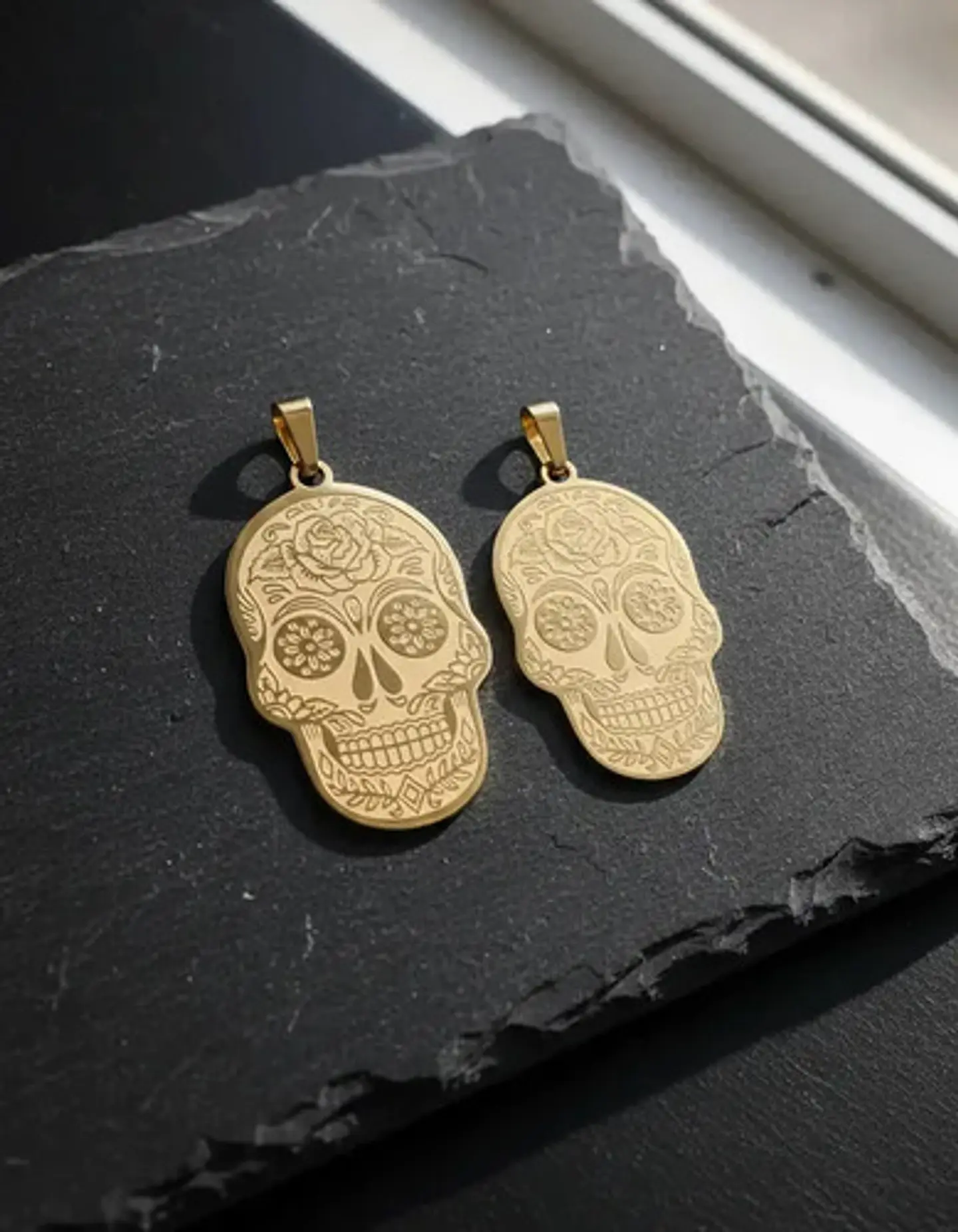 Set 2 Dijes De Acero Para Hombres Y Mujeres Calavera Cráneo 8