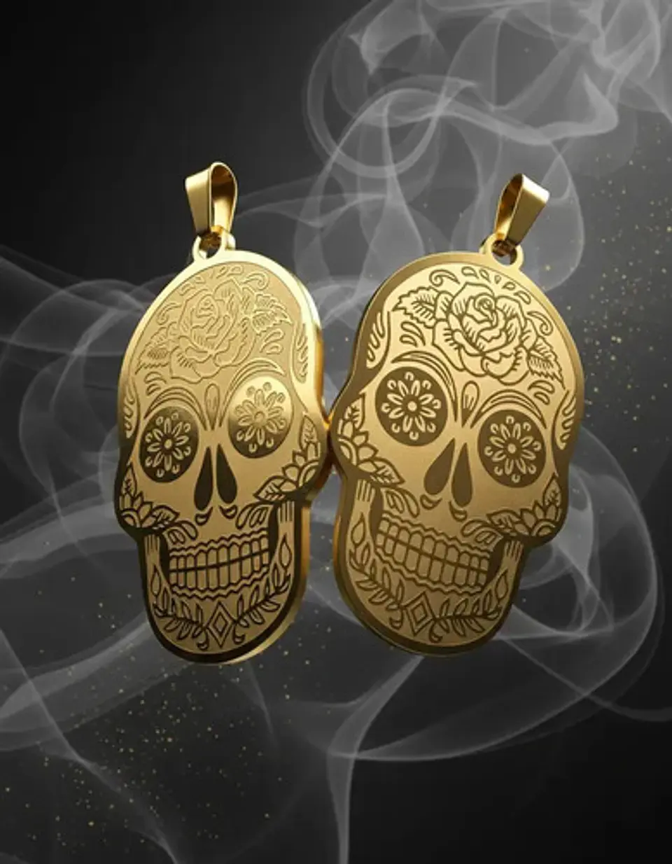 Set 2 Dijes De Acero Para Hombres Y Mujeres Calavera Cráneo 9