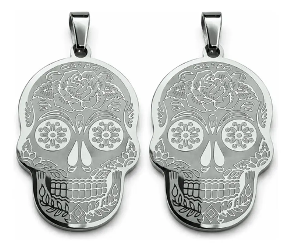 Set 2 Dijes De Acero Para Hombres Y Mujeres Calavera Cráneo 11