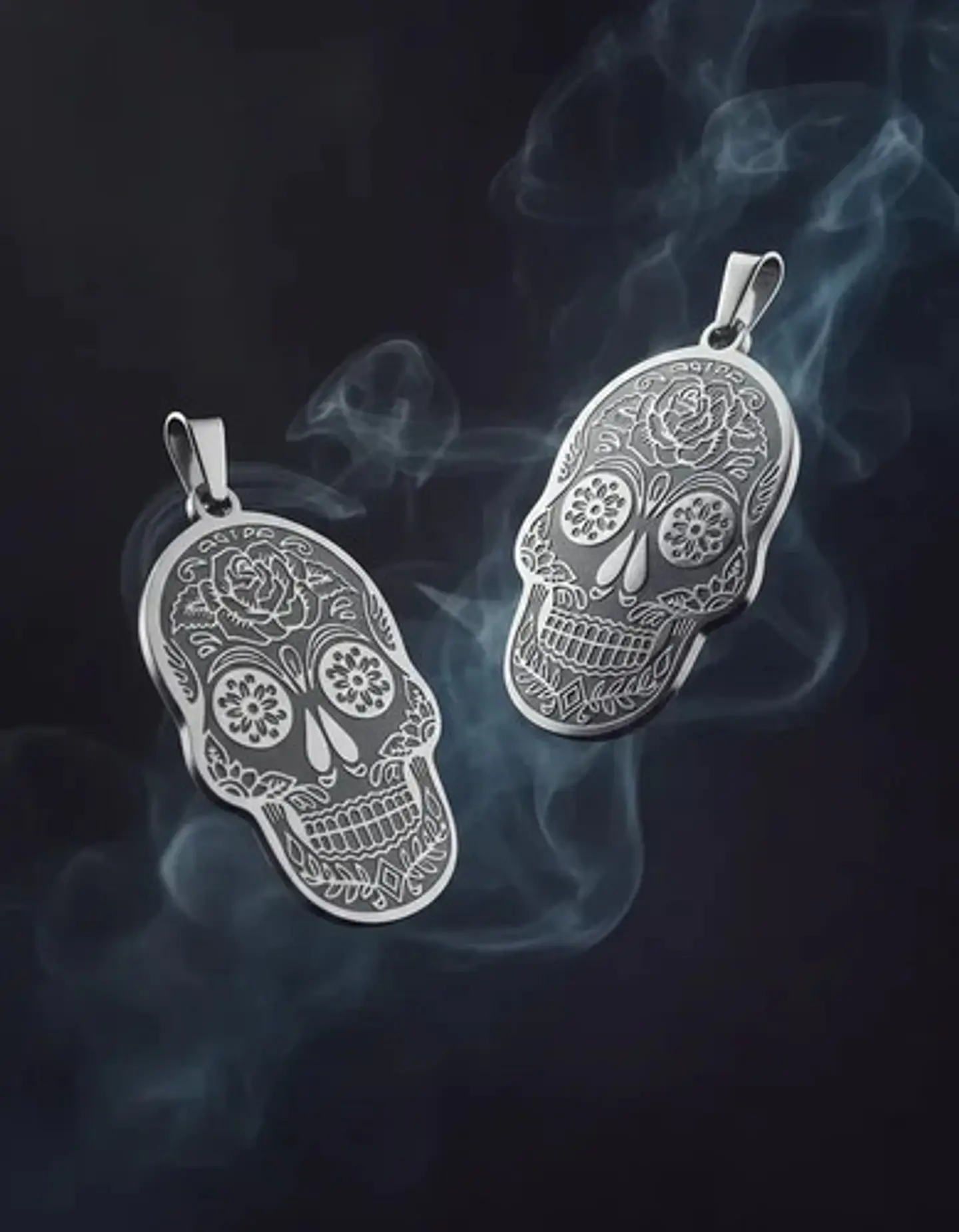 Set 2 Dijes De Acero Para Hombres Y Mujeres Calavera Cráneo 13