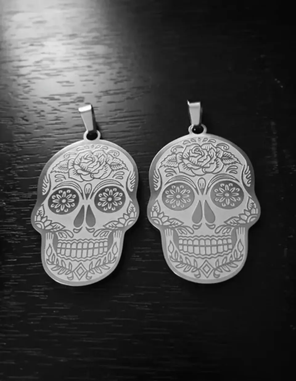 Set 2 Dijes De Acero Para Hombres Y Mujeres Calavera Cráneo 14