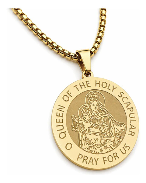 Collar De Acero Para Hombre Y Mujer Dije Virgen Del Carmen