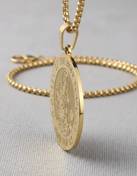 Collar De Acero Para Hombre Y Mujer Dije Virgen Del Carmen