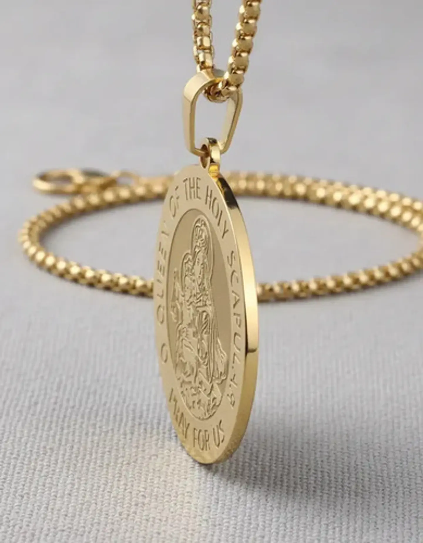 Collar De Acero Para Hombre Y Mujer Dije Virgen Del Carmen 2