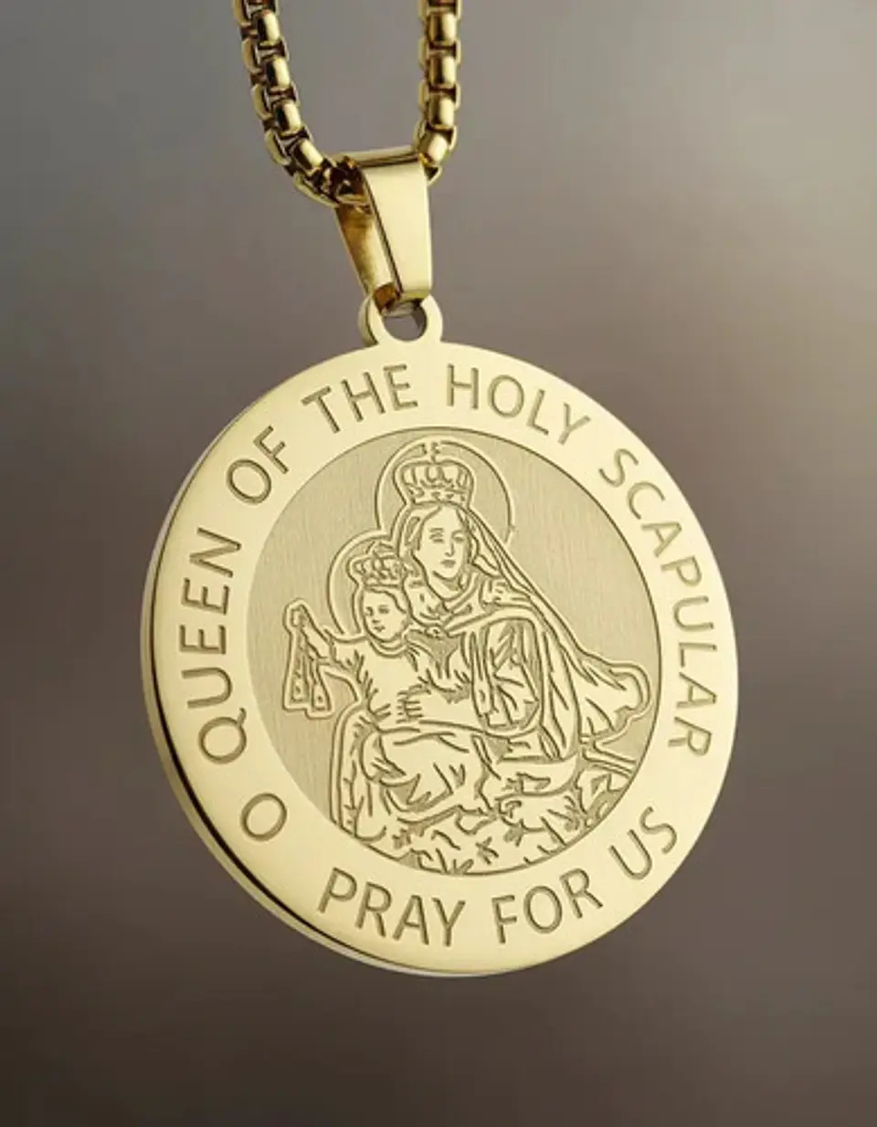 Collar De Acero Para Hombre Y Mujer Dije Virgen Del Carmen 5