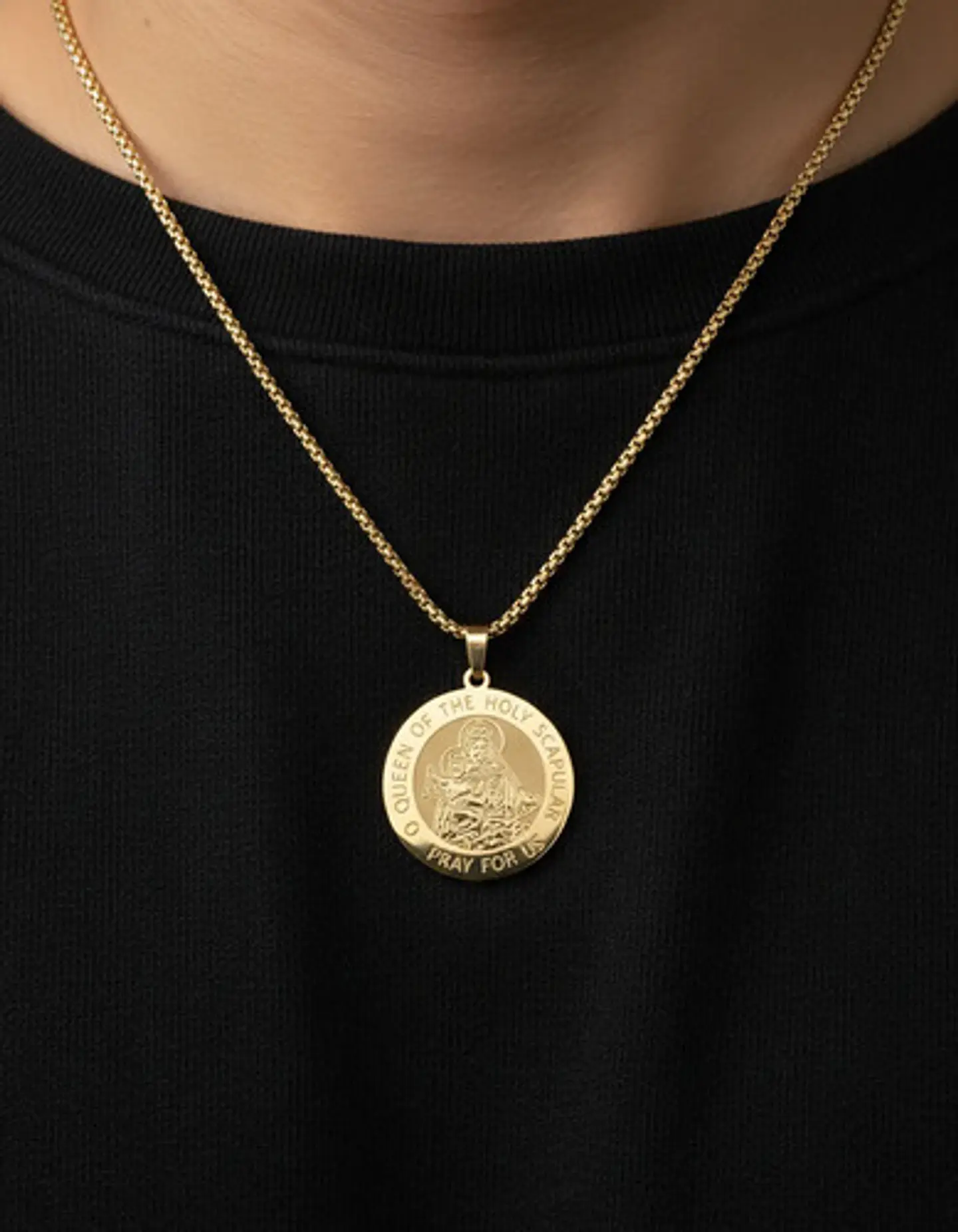 Collar De Acero Para Hombre Y Mujer Dije Virgen Del Carmen 7