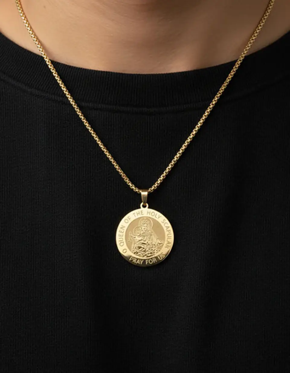 Collar De Acero Para Hombre Y Mujer Dije Virgen Del Carmen 7