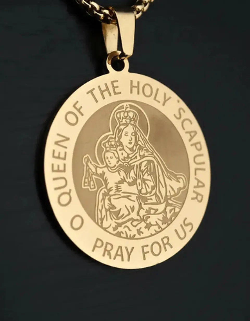 Collar De Acero Para Hombre Y Mujer Dije Virgen Del Carmen 8