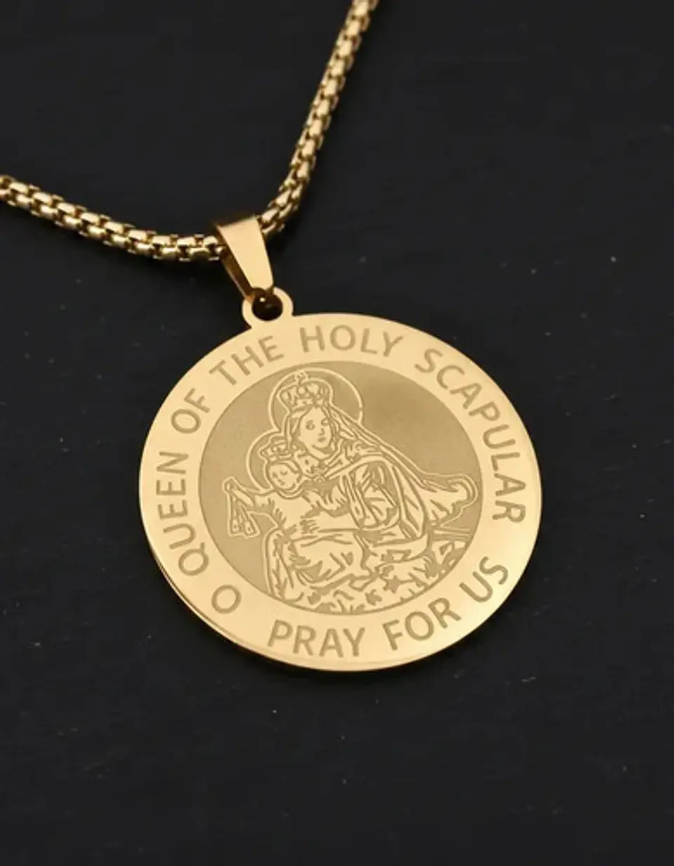 Collar De Acero Para Hombre Y Mujer Dije Virgen Del Carmen 9
