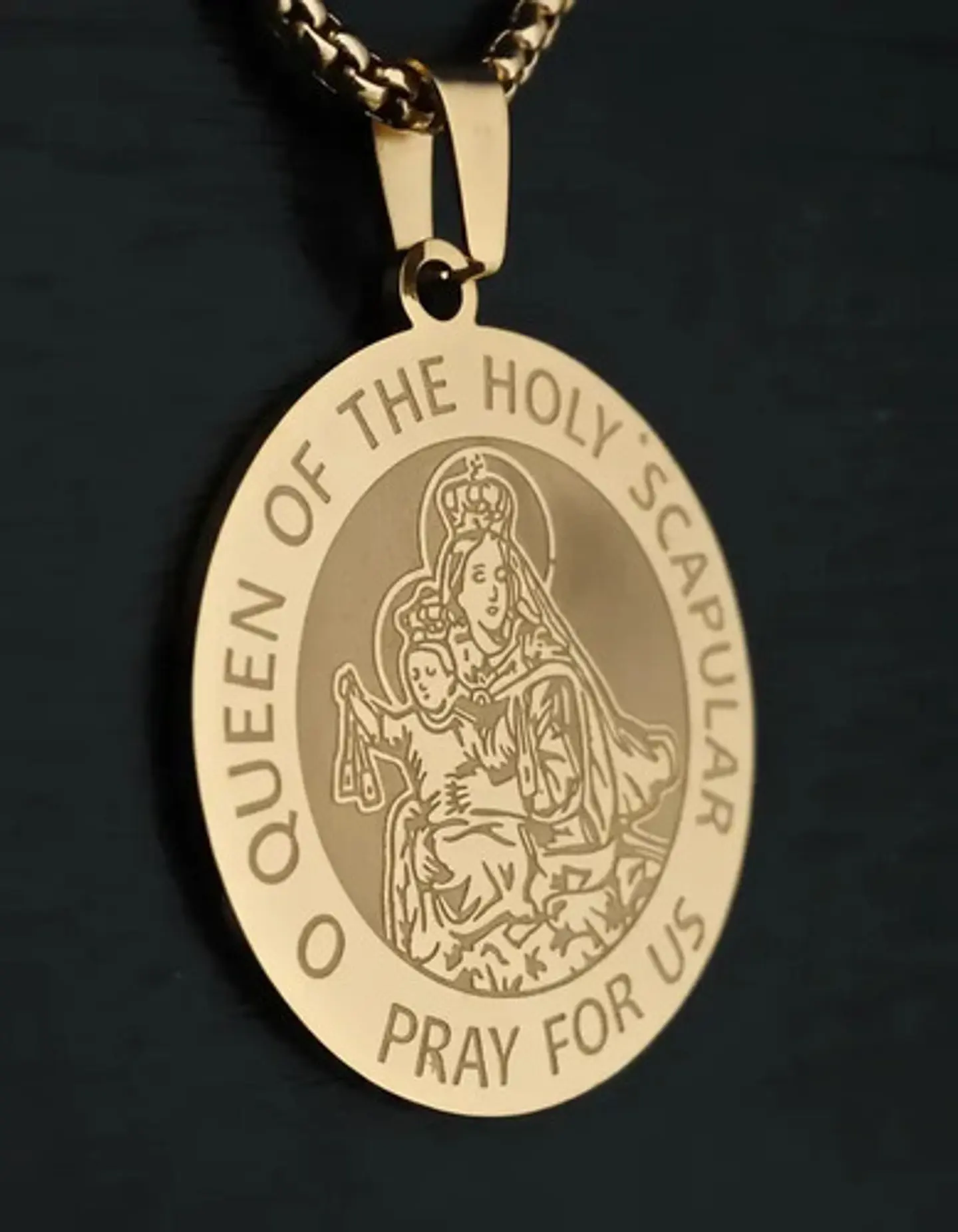 Collar De Acero Para Hombre Y Mujer Dije Virgen Del Carmen 10