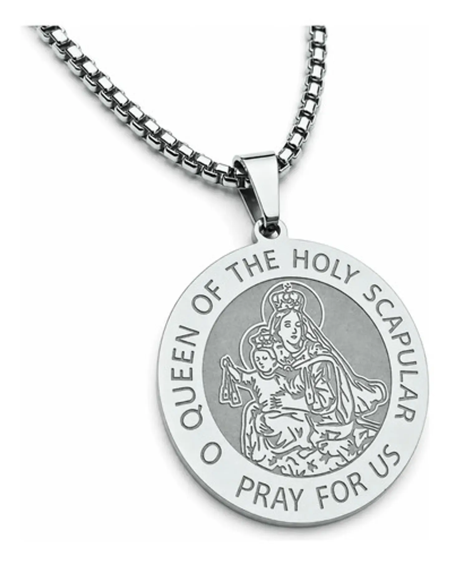 Collar De Acero Para Hombre Y Mujer Dije Virgen Del Carmen 11