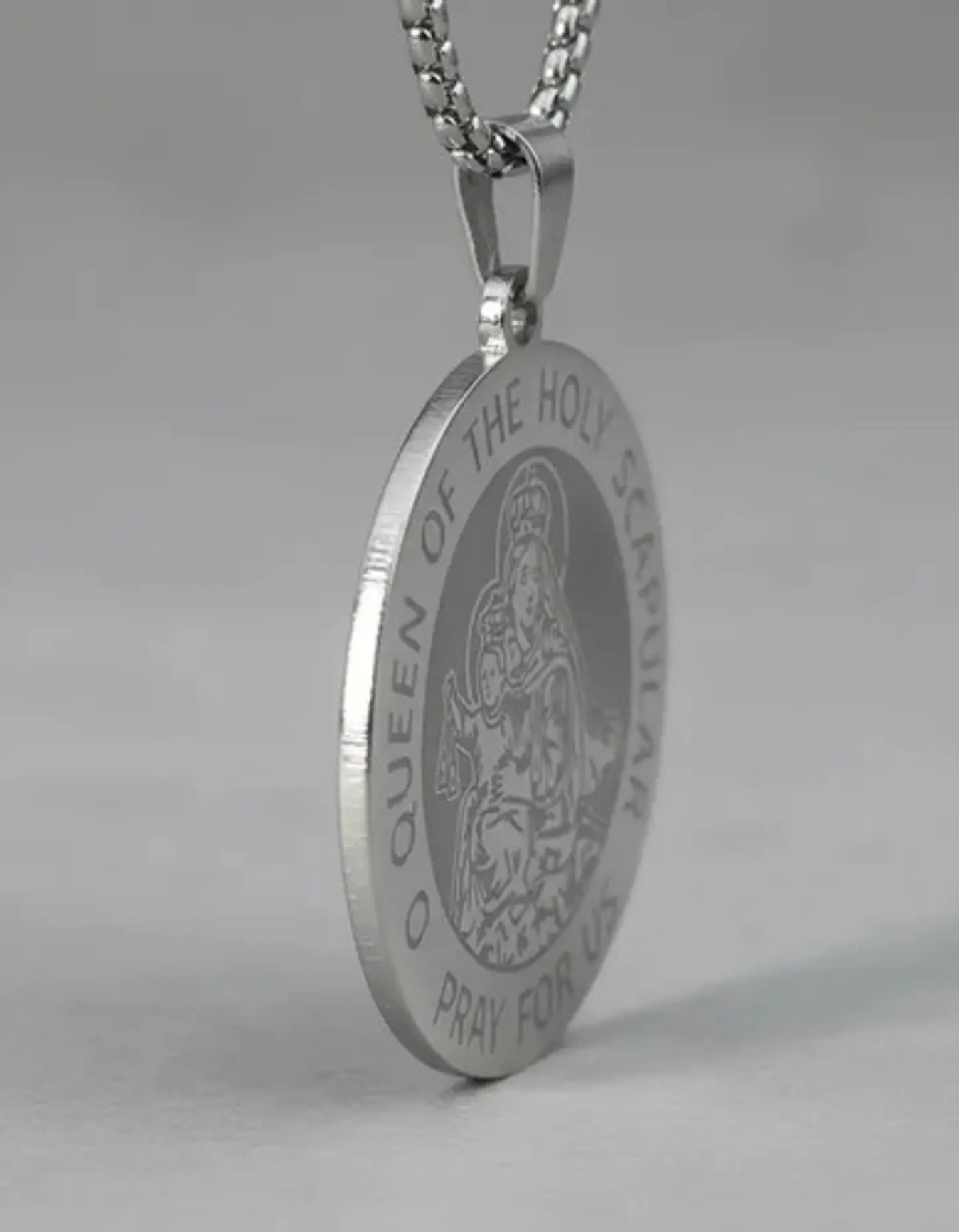 Collar De Acero Para Hombre Y Mujer Dije Virgen Del Carmen 12