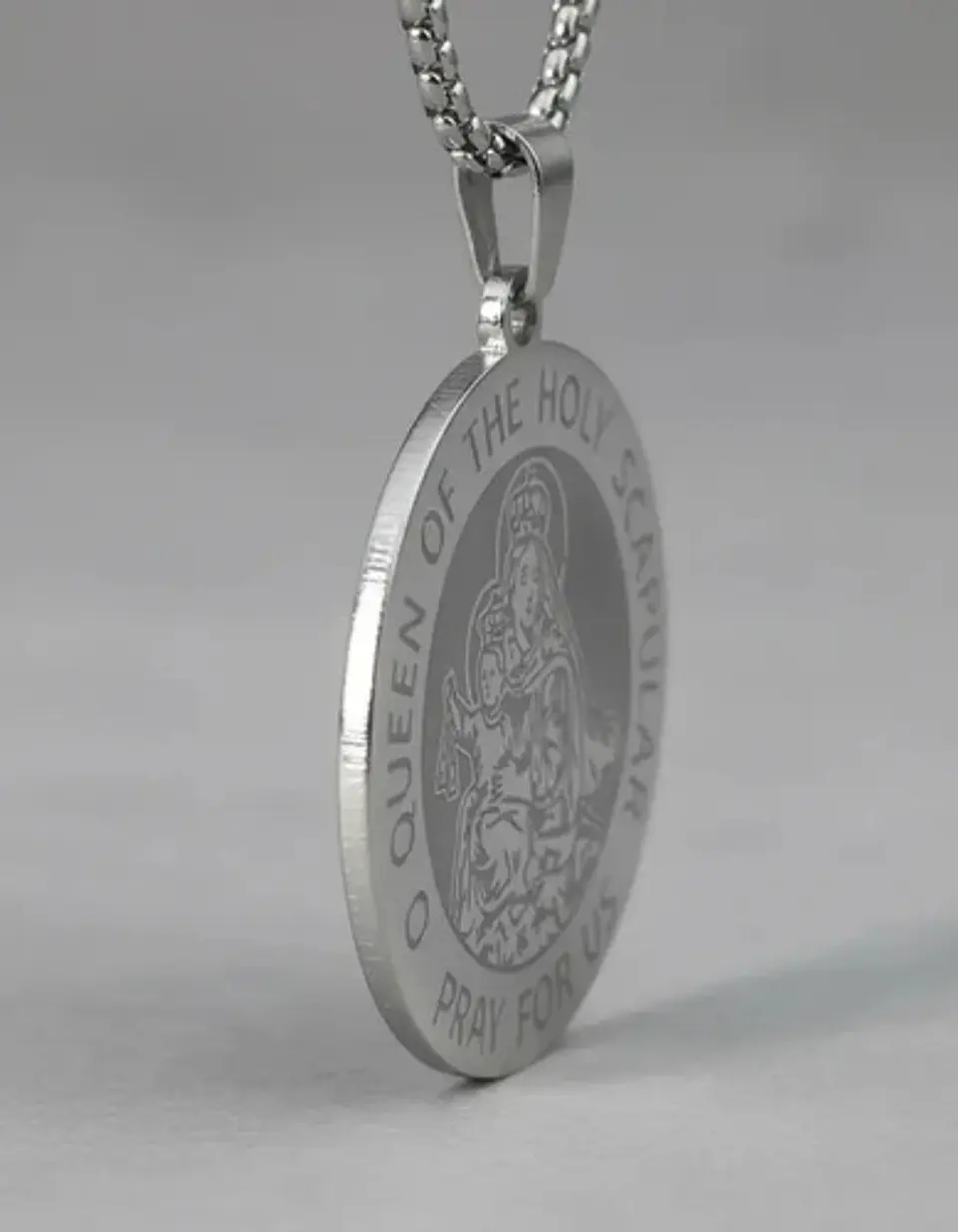 Collar De Acero Para Hombre Y Mujer Dije Virgen Del Carmen 12