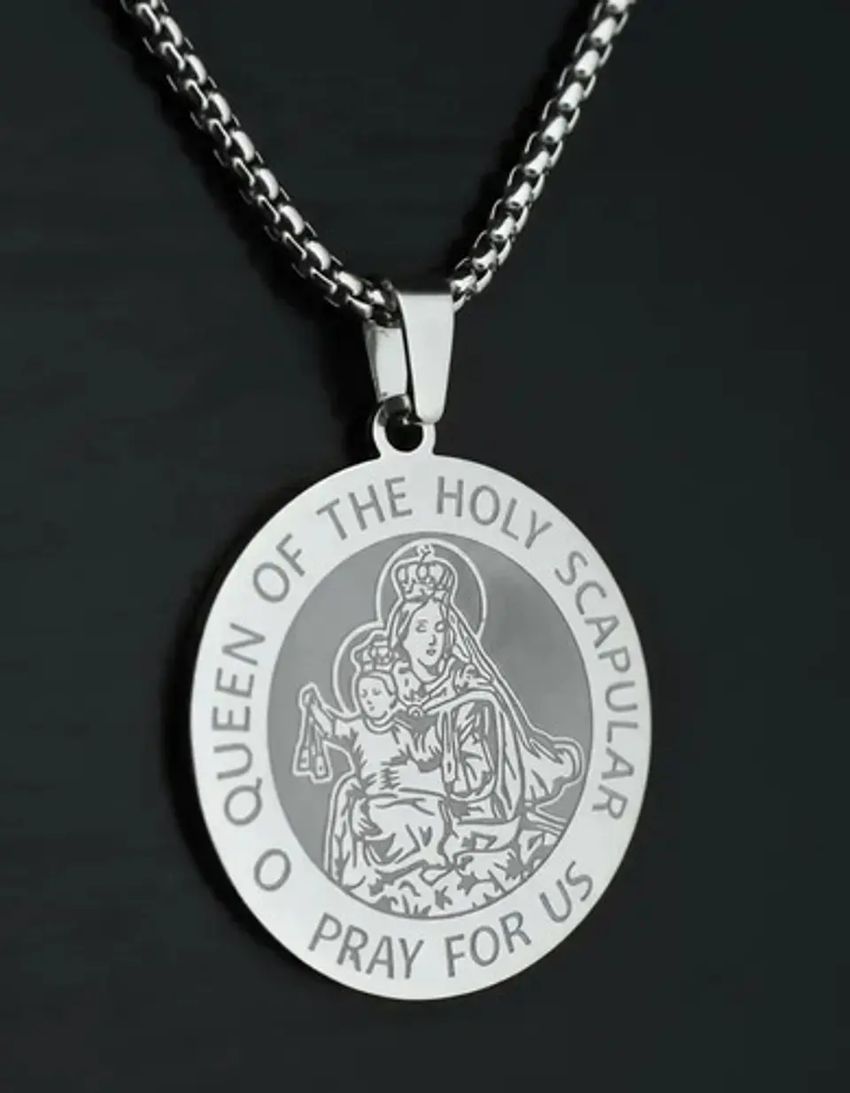 Collar De Acero Para Hombre Y Mujer Dije Virgen Del Carmen 13