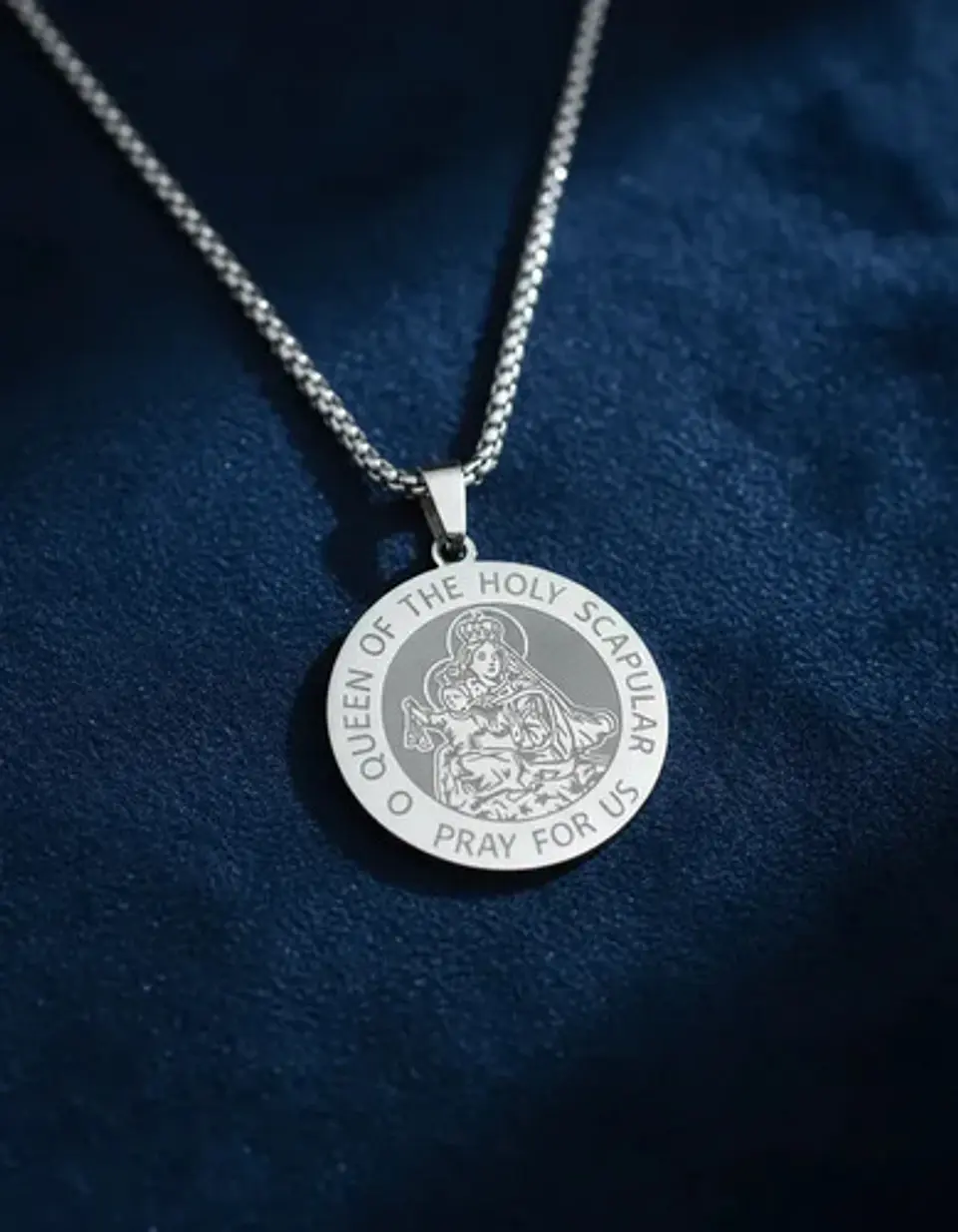 Collar De Acero Para Hombre Y Mujer Dije Virgen Del Carmen 19