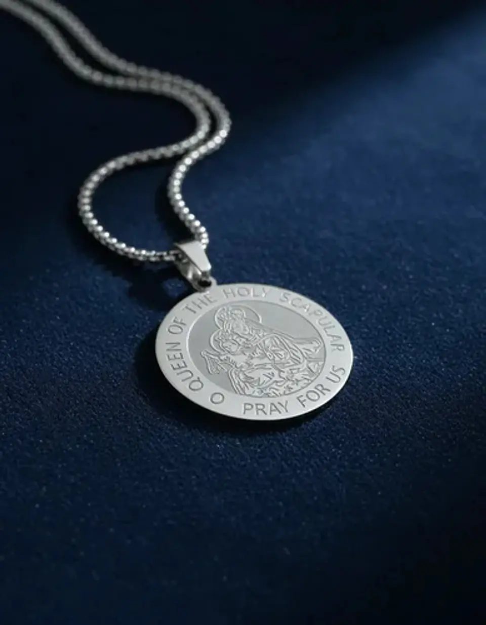 Collar De Acero Para Hombre Y Mujer Dije Virgen Del Carmen 20