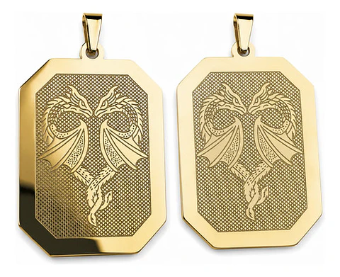 Set 2 Dijes De Acero Para Hombre Placa Grabado Dragón Alado