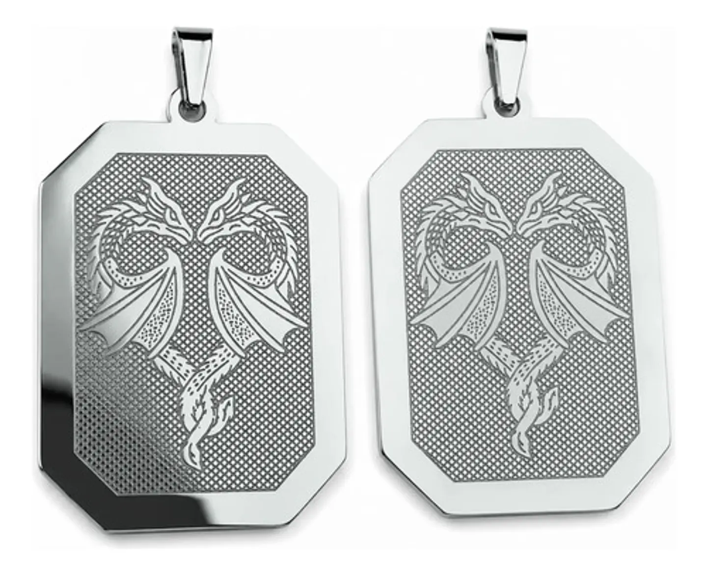 Set 2 Dijes De Acero Para Hombre Placa Grabado Dragón Alado 11