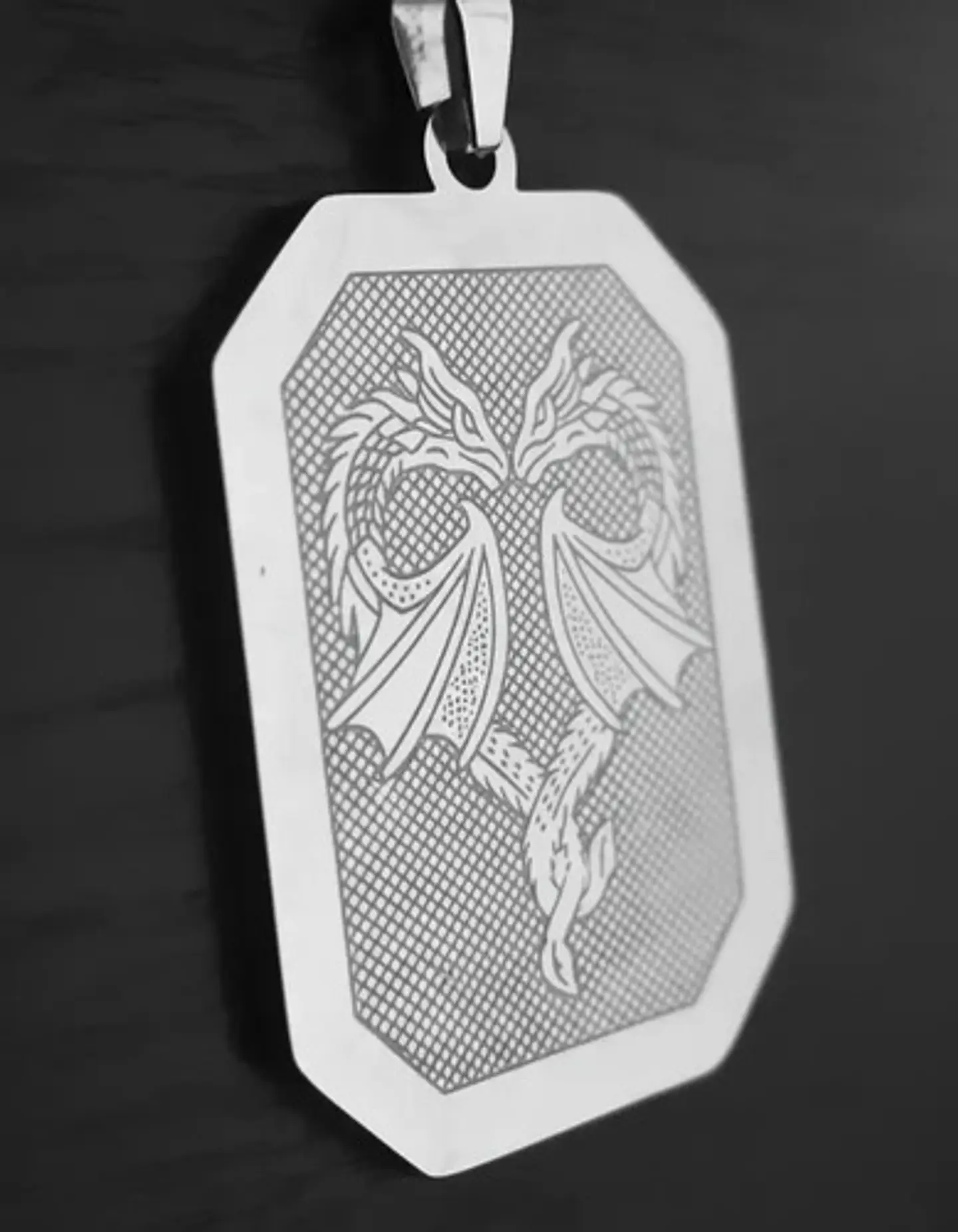 Set 2 Dijes De Acero Para Hombre Placa Grabado Dragón Alado 17