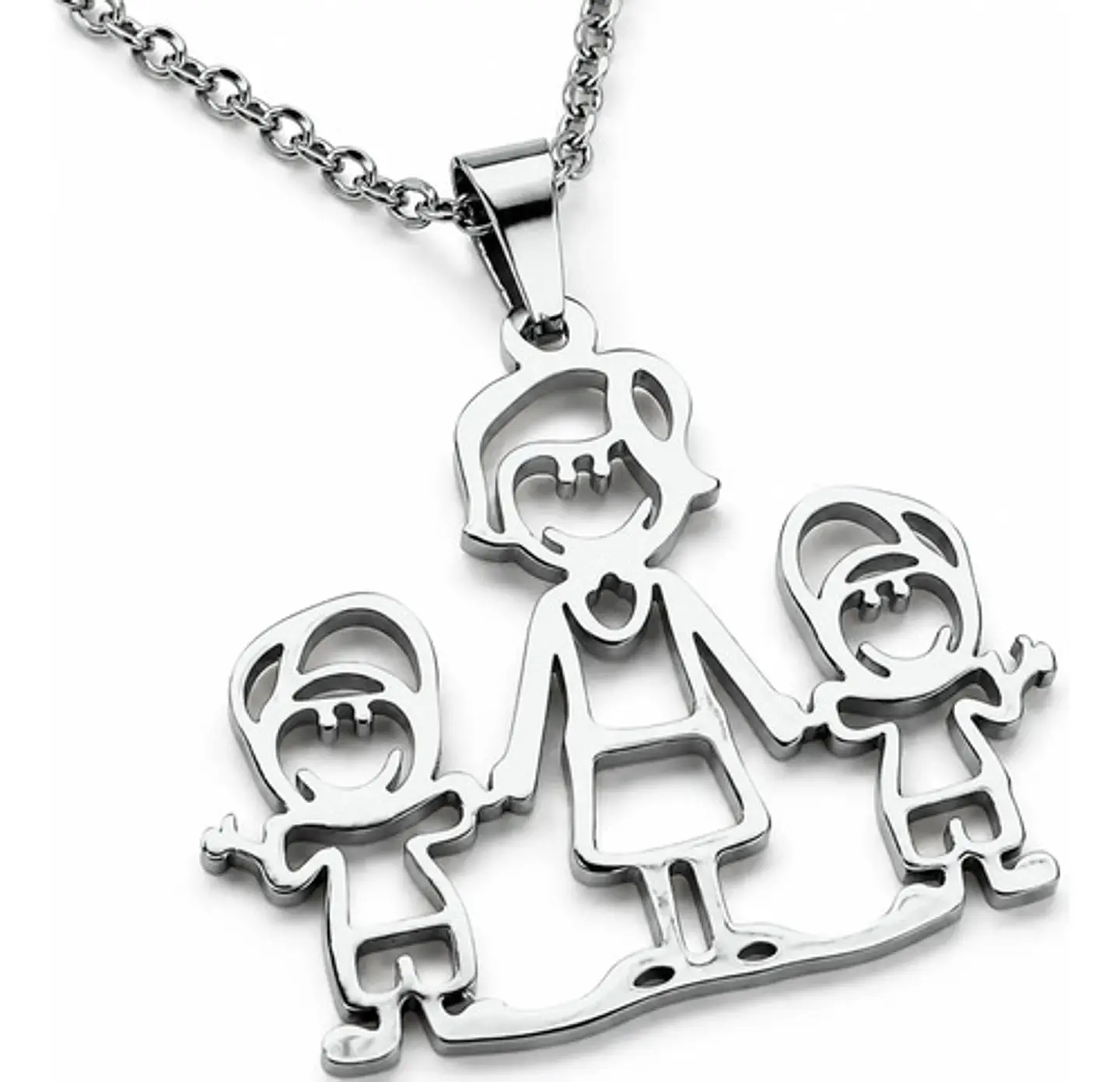Collar De Acero Para Mujeres Dije Familia Madre E Hijos 1