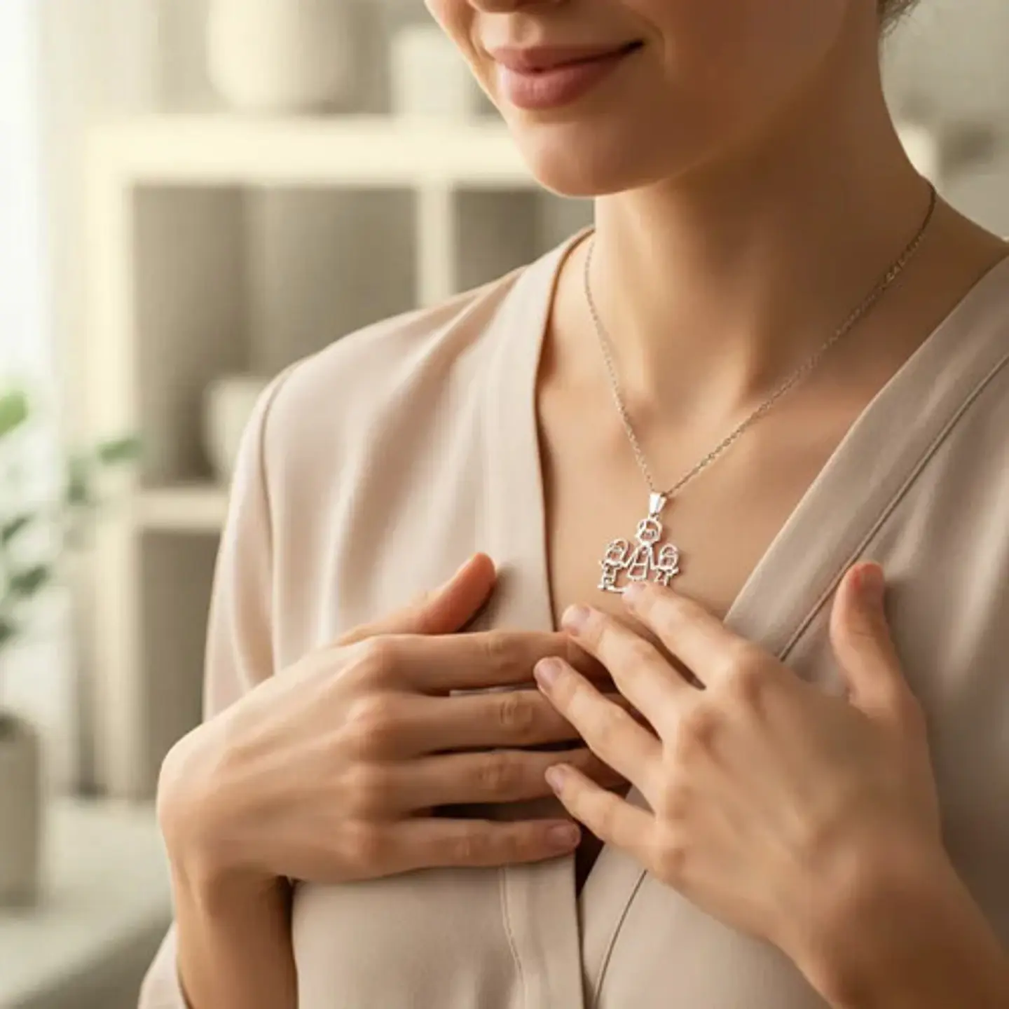 Collar De Acero Para Mujeres Dije Familia Madre E Hijos 11
