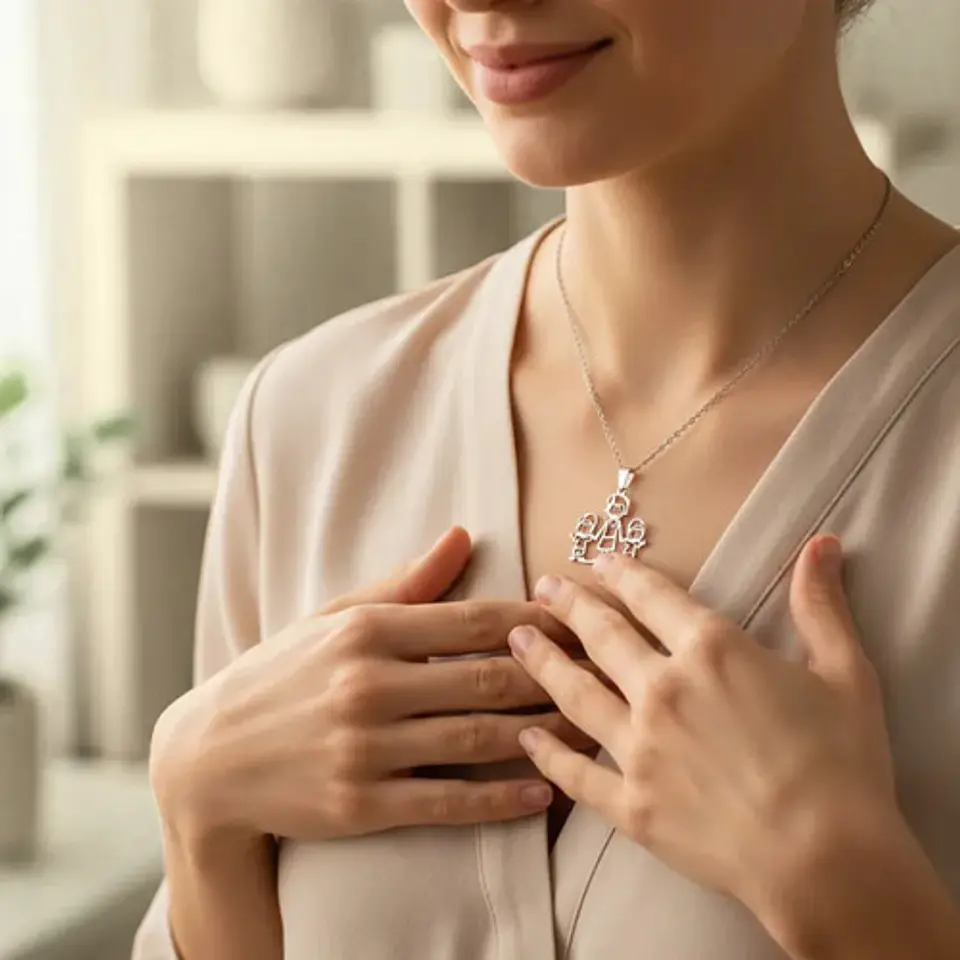 Collar De Acero Para Mujeres Dije Familia Madre E Hijos 11