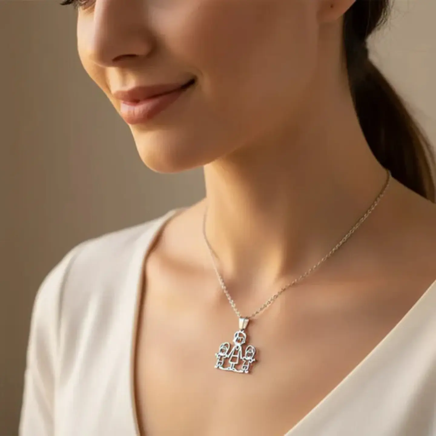 Collar De Acero Para Mujeres Dije Familia Madre E Hijos 12