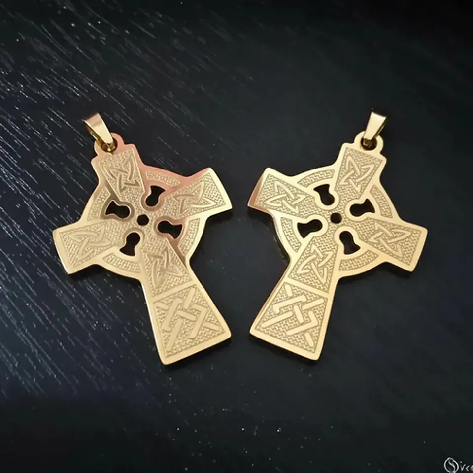 Pack X2 De Acero Para Hombre Mujer Dijes Amuletos Cruz Celta 3