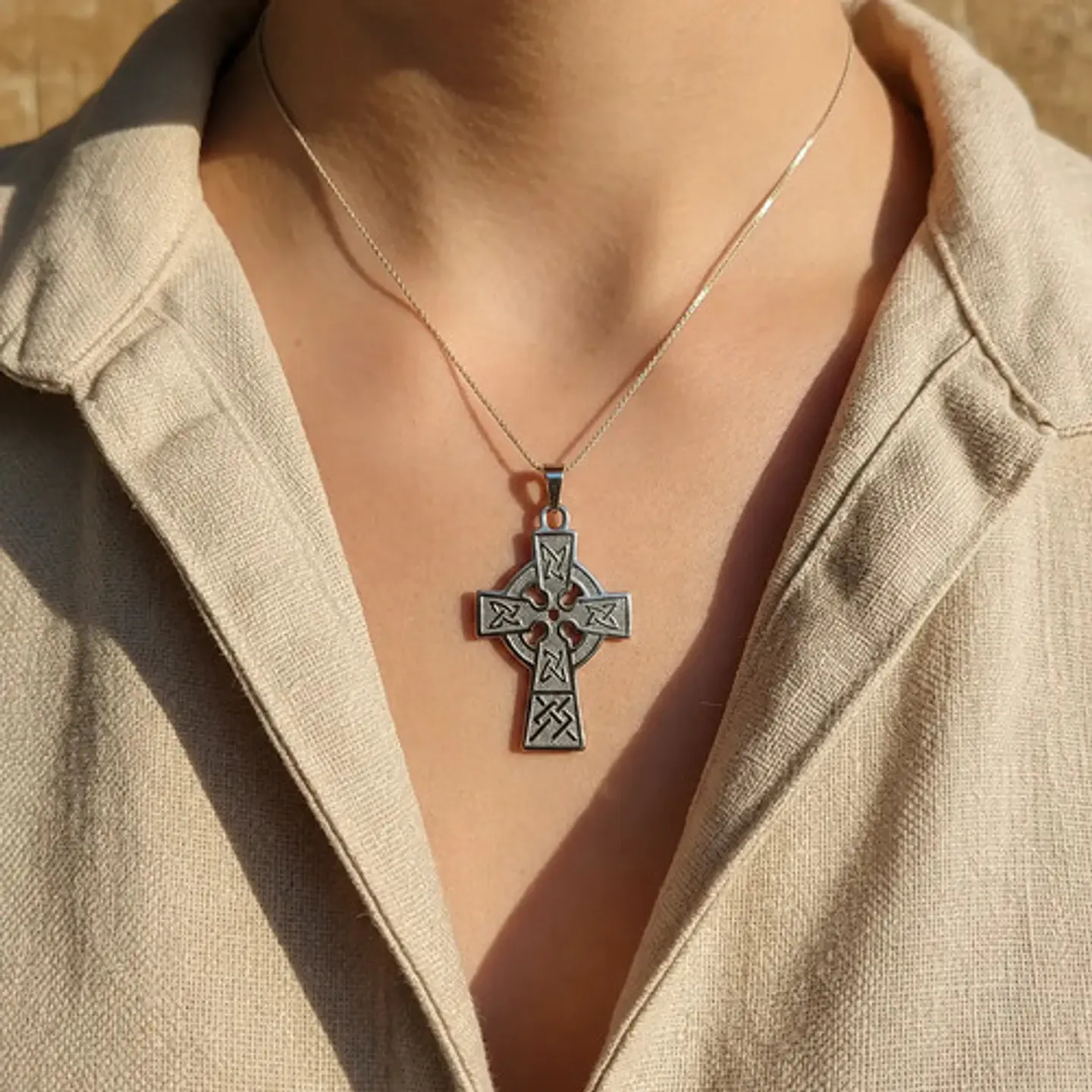 Pack X2 De Acero Para Hombre Mujer Dijes Amuletos Cruz Celta 20
