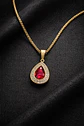 Collar De Acero Color Oro Para Hombre Mujer Dije Gota Piedra - Miniatura 4