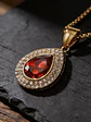 Collar De Acero Color Oro Para Hombre Mujer Dije Gota Piedra - Miniatura 6