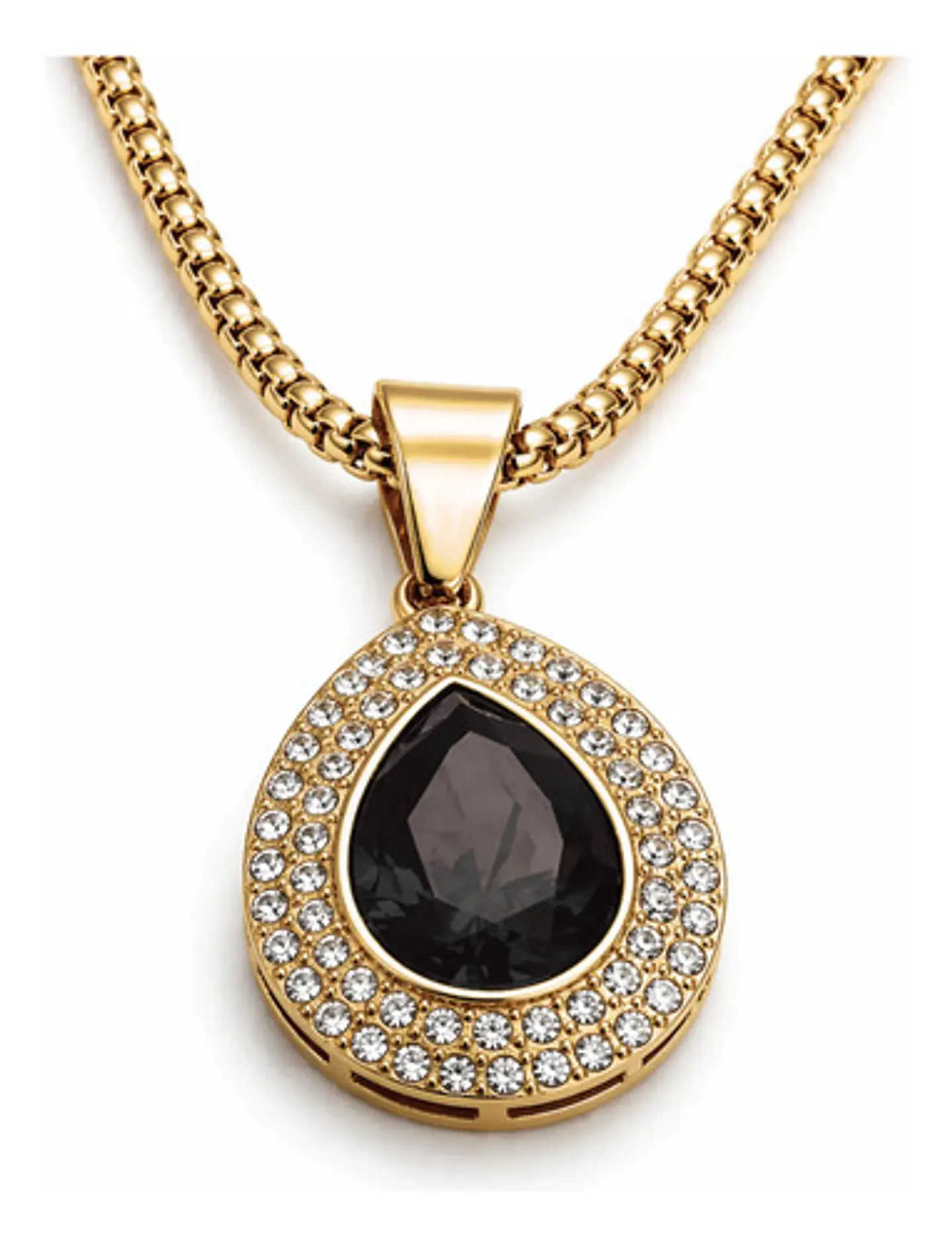 Collar De Acero Color Oro Para Hombre Mujer Dije Gota Piedra 9