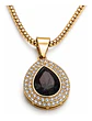 Collar De Acero Color Oro Para Hombre Mujer Dije Gota Piedra - Miniatura 9