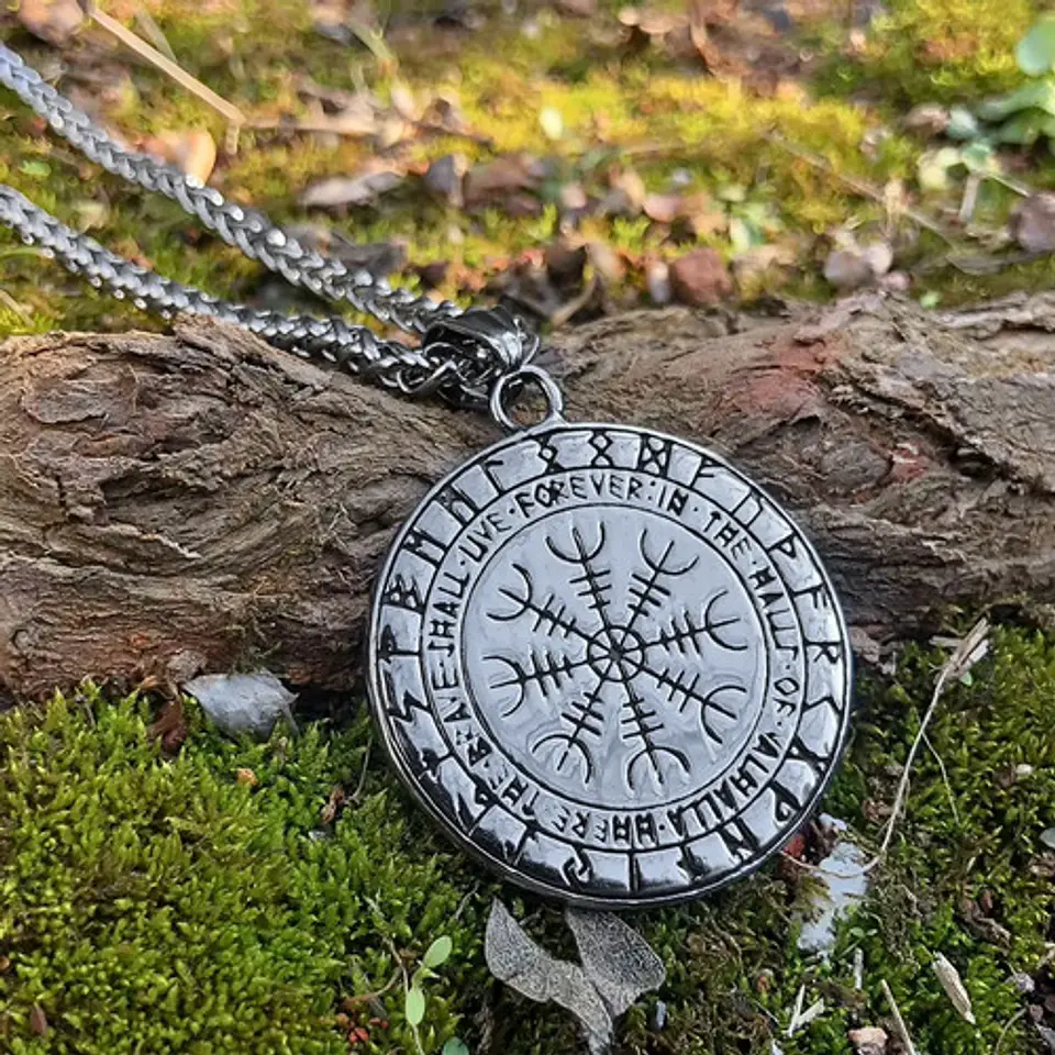 Collar Vikingo En Acero Para Hombres Medallón Drakkar Barco 7