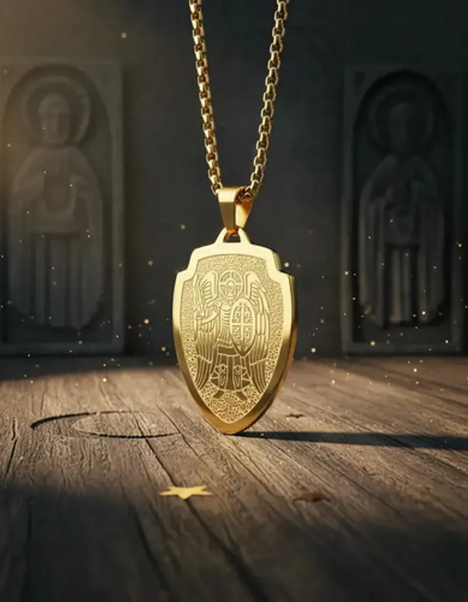 Collar De Acero Para Hombre Y Mujer Dije San Miguel Arcángel 5