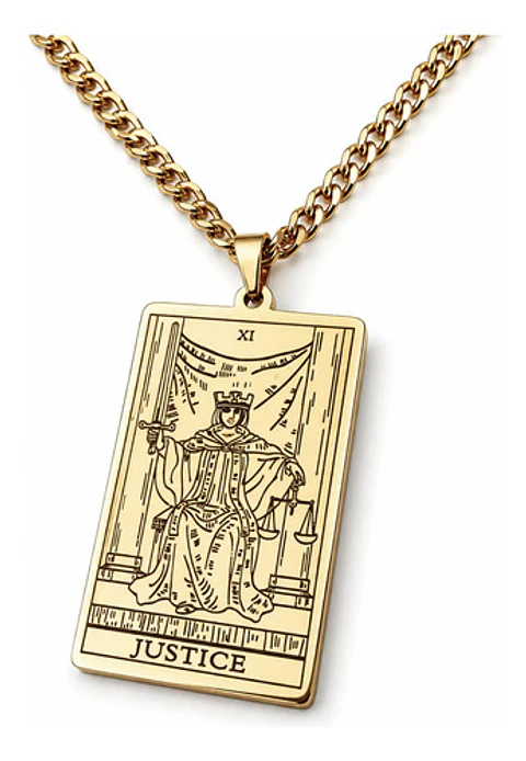 Collar De Acero Para Hombre Y Mujer Dije Tarot La Justicia