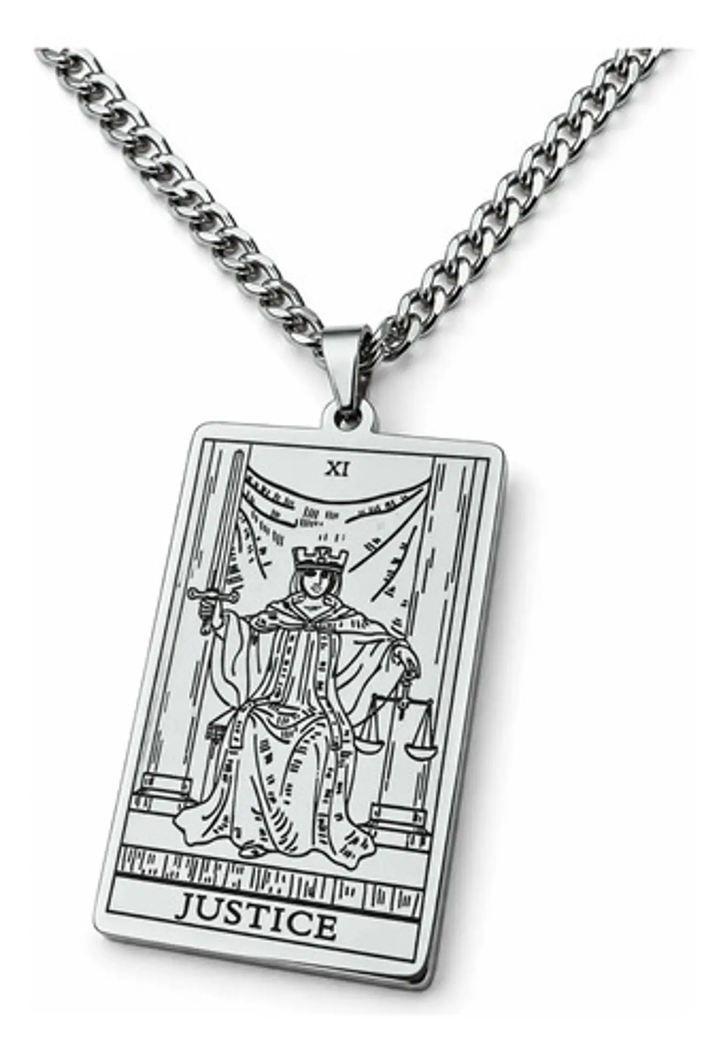 Collar De Acero Para Hombre Y Mujer Dije Tarot La Justicia 11