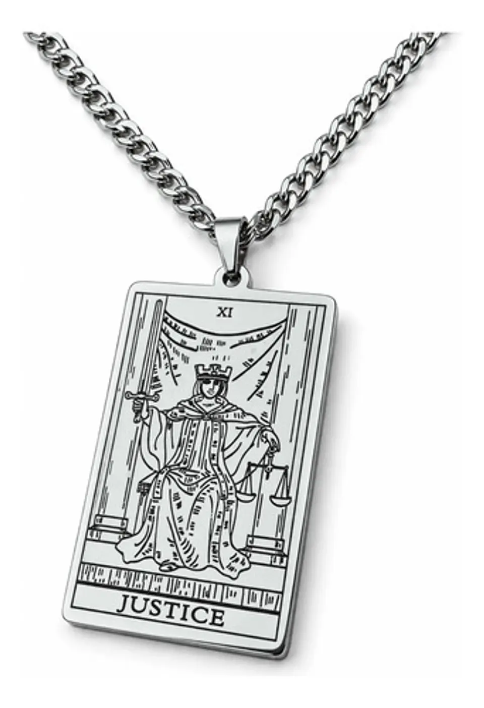 Collar De Acero Para Hombre Y Mujer Dije Tarot La Justicia 11