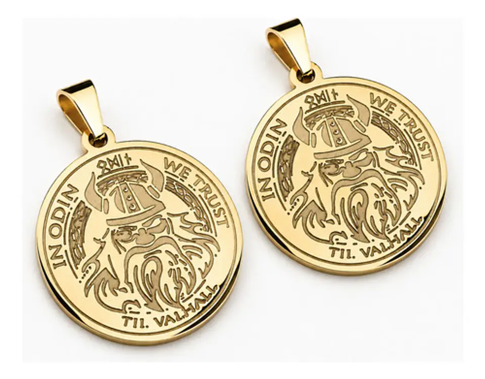 Set 2 Dijes Vikingos De Acero Para Hombre Medallas Dios Odin 1