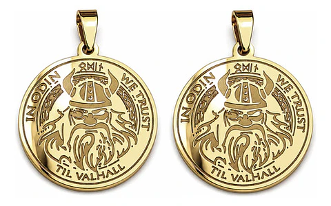 Set 2 Dijes Vikingos De Acero Para Hombre Medallas Dios Odin