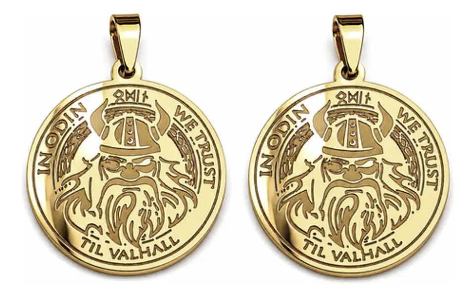 Set 2 Dijes Vikingos De Acero Para Hombre Medallas Dios Odin 2