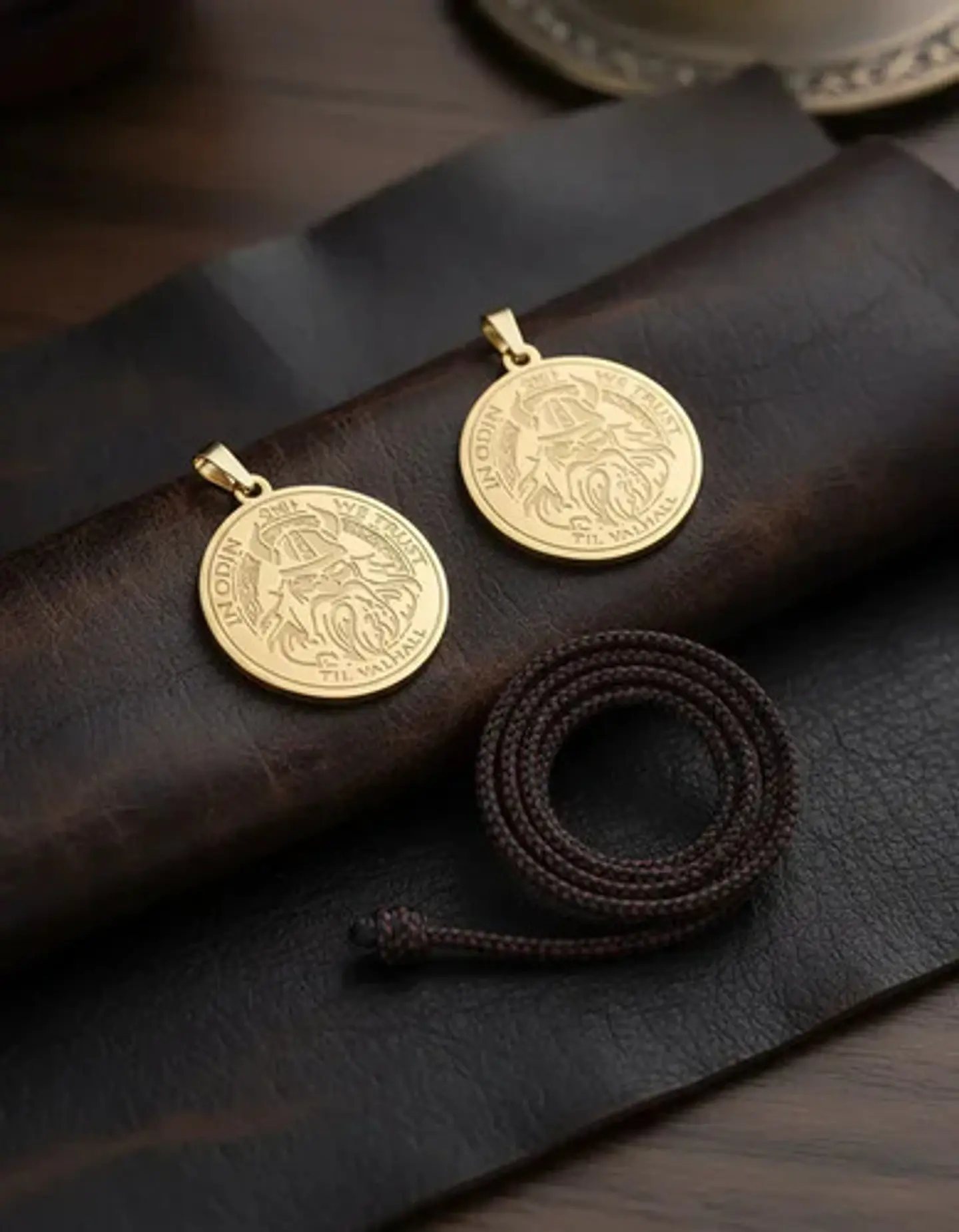 Set 2 Dijes Vikingos De Acero Para Hombre Medallas Dios Odin 4