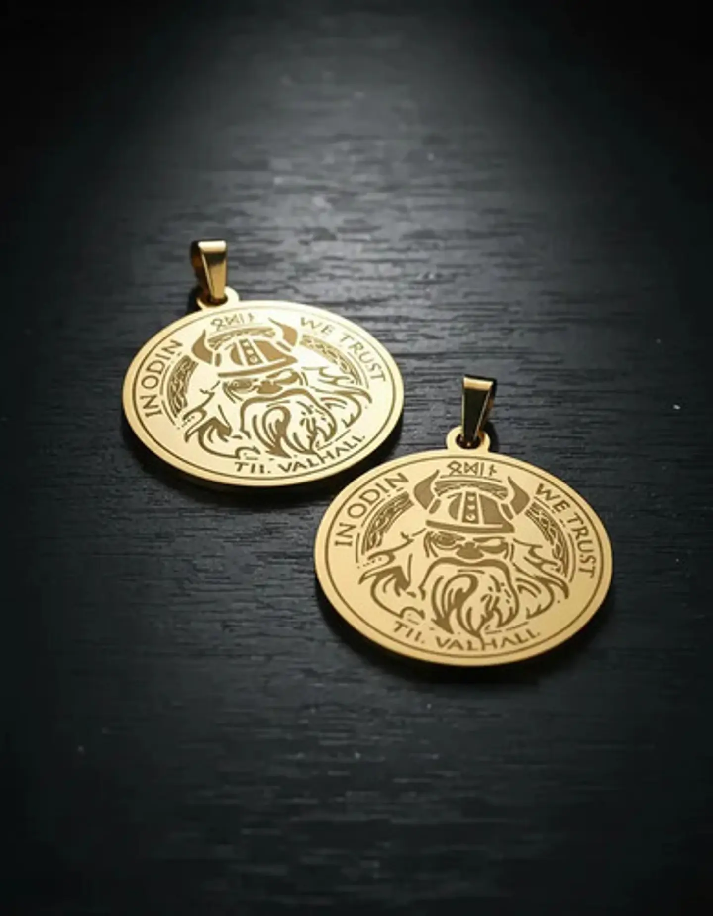 Set 2 Dijes Vikingos De Acero Para Hombre Medallas Dios Odin 5