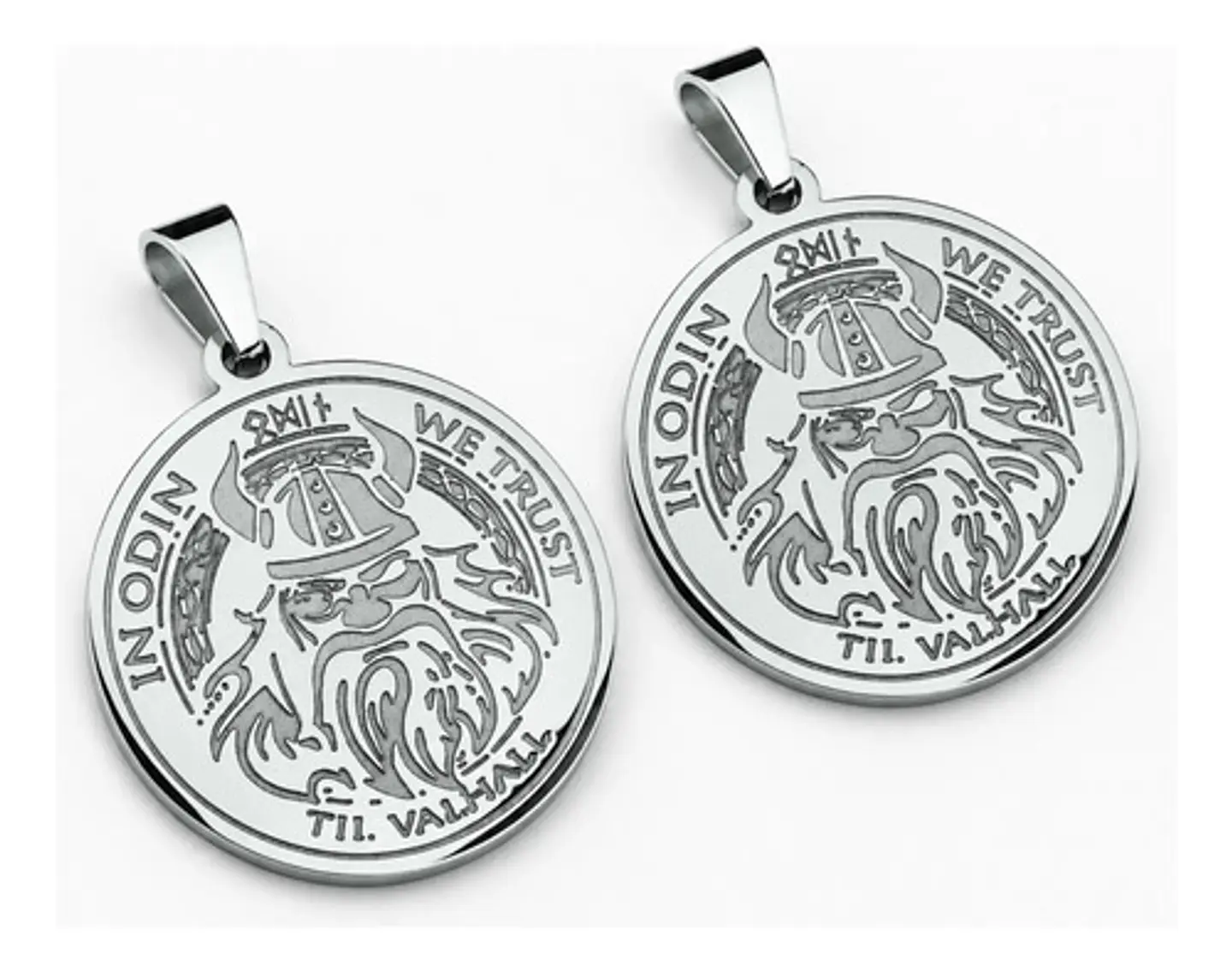 Set 2 Dijes Vikingos De Acero Para Hombre Medallas Dios Odin 11
