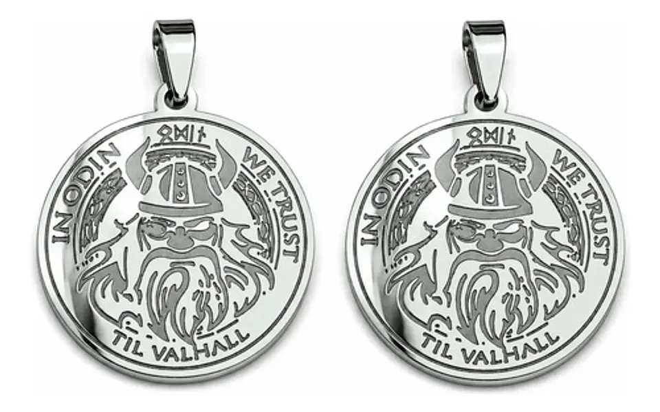 Set 2 Dijes Vikingos De Acero Para Hombre Medallas Dios Odin 12
