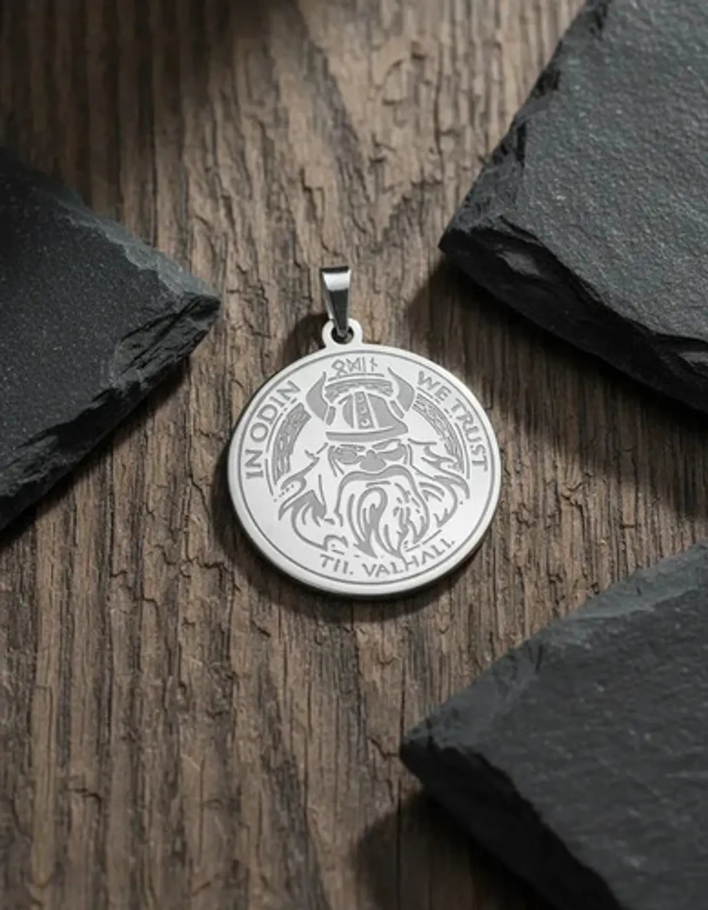 Set 2 Dijes Vikingos De Acero Para Hombre Medallas Dios Odin 14
