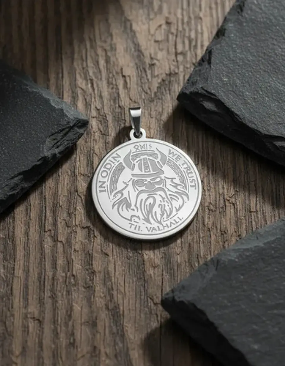 Set 2 Dijes Vikingos De Acero Para Hombre Medallas Dios Odin 14