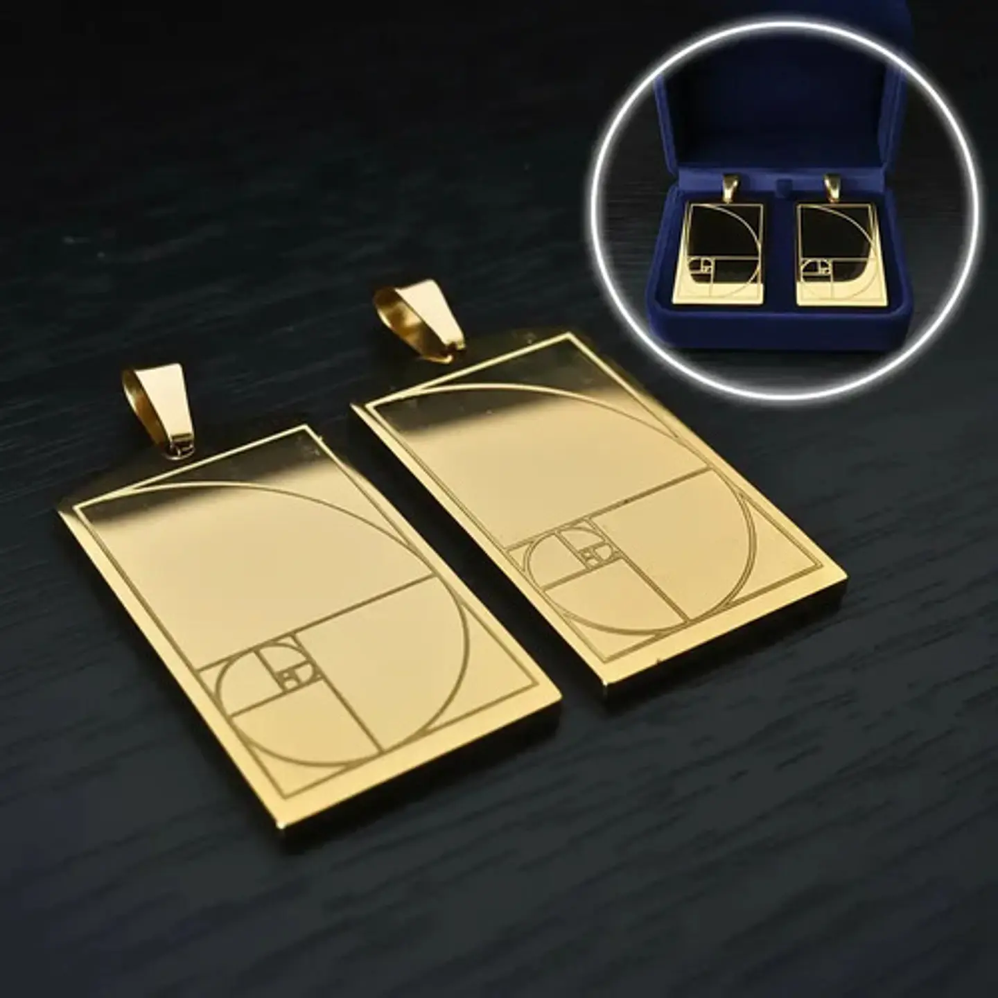 Pack X2 De Acero Para Hombre Y Mujer Dijes Espiral Fibonacci 10