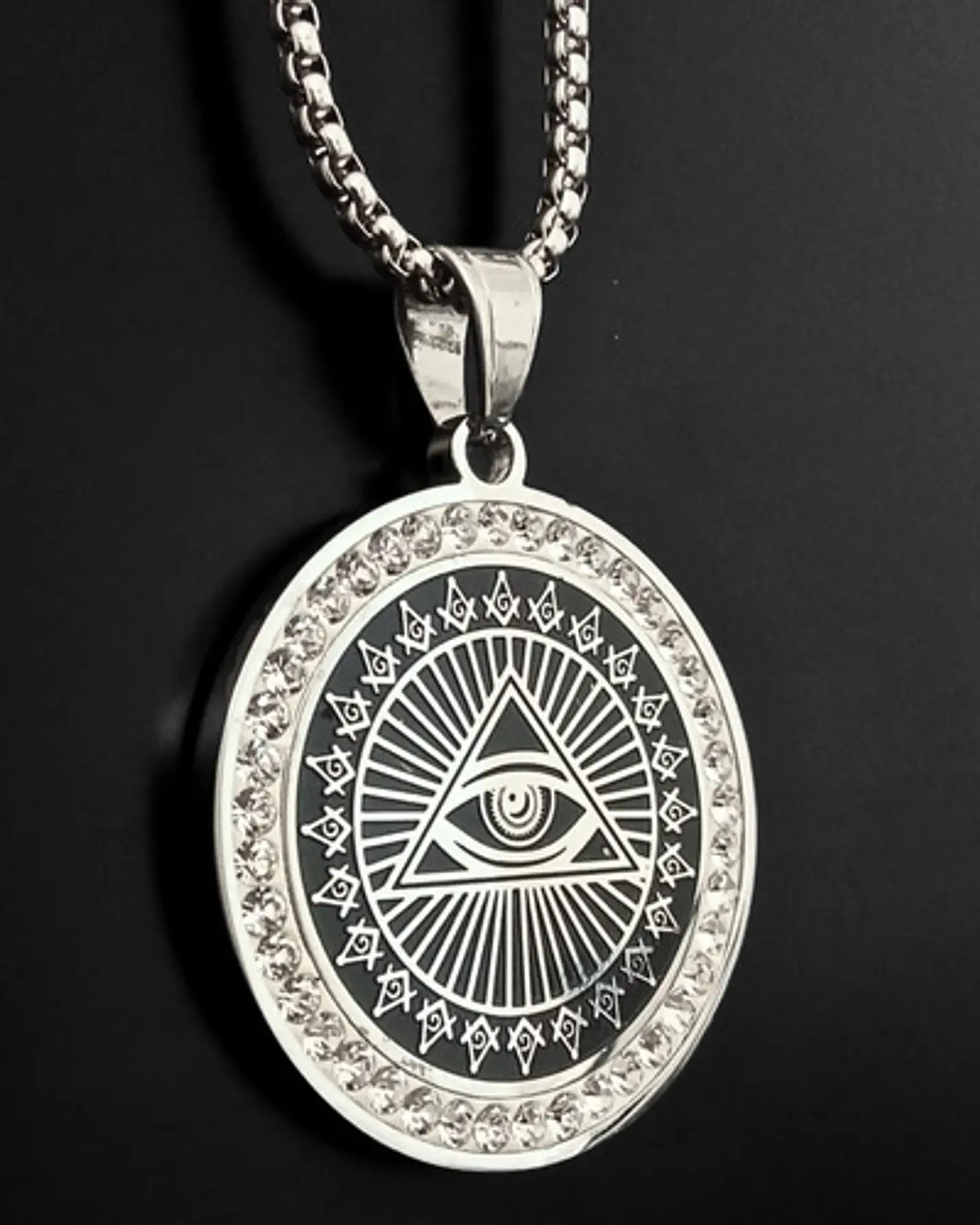 Collar Masón En Acero Para Hombre Dije Ojo De La Providencia 3