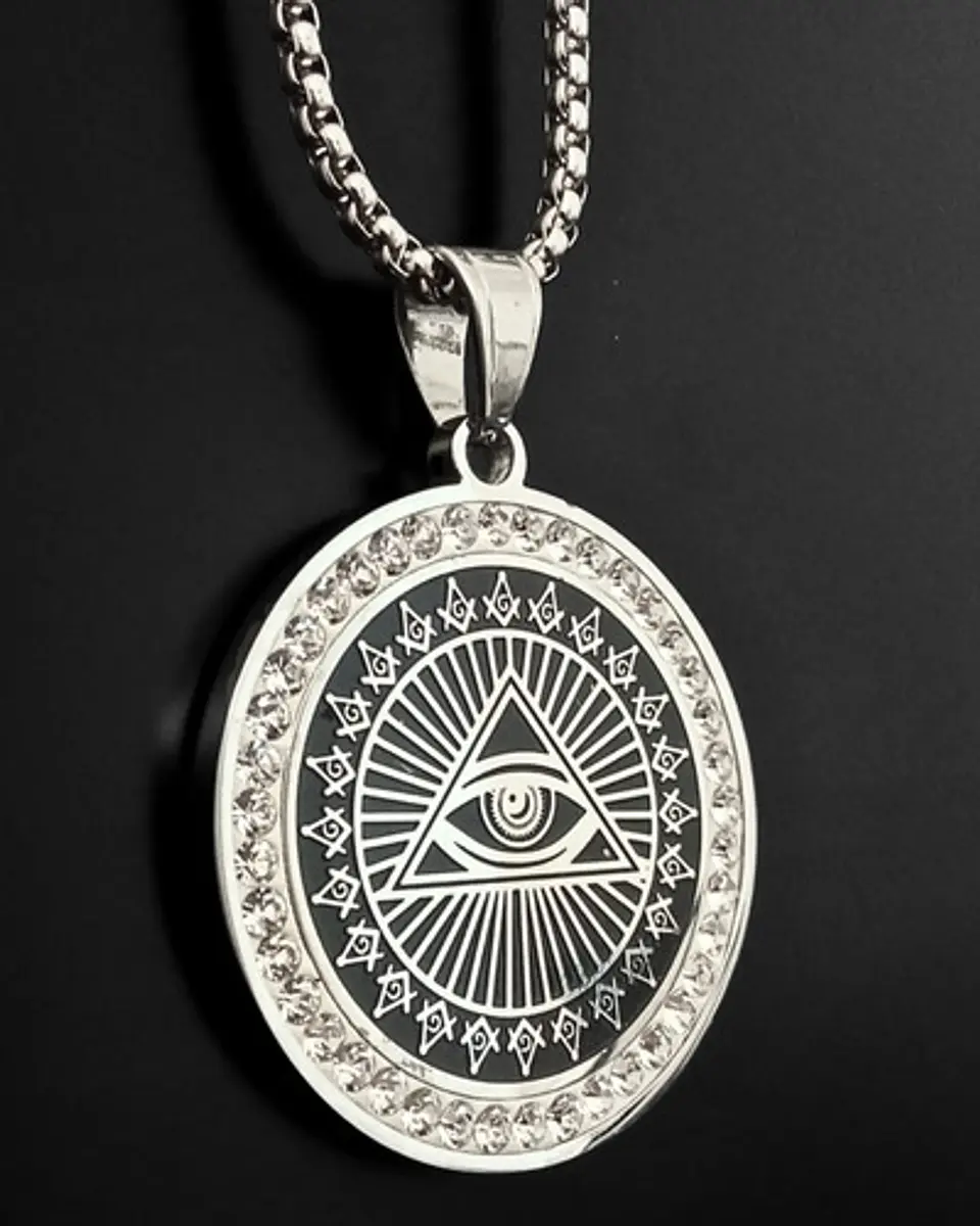 Collar Masón En Acero Para Hombre Dije Ojo De La Providencia 3
